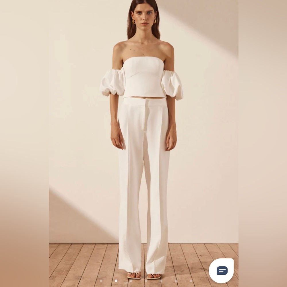 Shona Joy LA LUNE OTTO MID RISE STRAIGHT PANT - IVORY